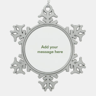 Ornement Flocon De Neige Simple minimal vert ajoutez votre texte nom photo