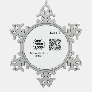 Ornement Flocon De Neige Simple minimum q r code ajouter logo code d'analys