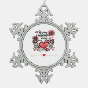 Ornement Flocon De Neige Skeleton Mains Valentines Classic de la journée