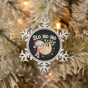 Ornement Flocon De Neige Slo Ho Ho Joyeux Paresseux Noël Paresseux Christma