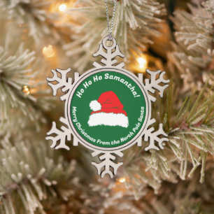 Ornement Flocon De Neige Slogan Vert Ho ho ho Santa Joyeux Noël