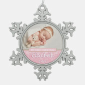 Ornement Flocon De Neige Snowflakes Baby Photo First Christmas Script (Devant)