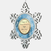 Ornement Flocon De Neige Snowflakes Blue Diamond 10e anniversaire Mariage (Vue impression)