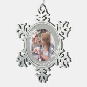 Ornement Flocon De Neige Snowflakes en état de détresse Gris Photo Monogram (Vue impression)