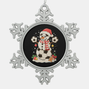 Ornement Flocon De Neige Snowman Soccer Noël Fête hiver Noël Sport