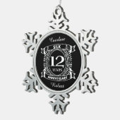 Ornement Flocon De Neige Soie du 12e anniversaire du mariage (Vue impression)