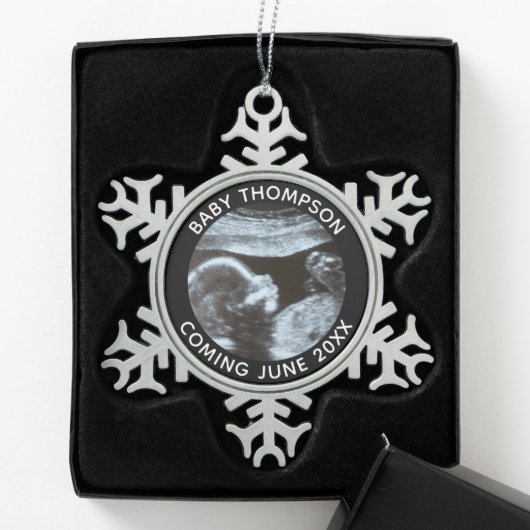 Ornement Flocon De Neige Sonogramme de révélation du genre de grossesse à u (Boîte)