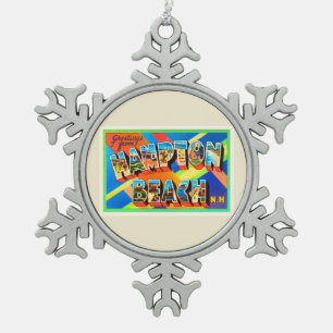 Ornement Flocon De Neige Souvenir de voyage de la plage #2 New Hampshire NH