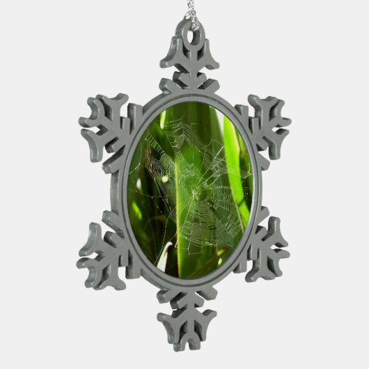 Ornement Flocon De Neige Spiderweb dans Tropical Leaves Nature (Gauche)