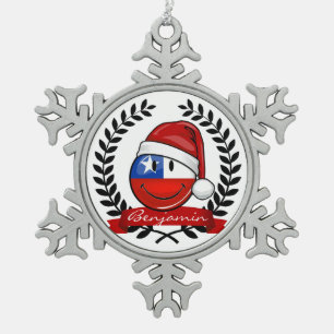 Ornement Flocon De Neige Style de Noël de drapeau du Chili