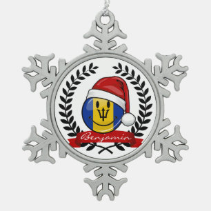 Ornement Flocon De Neige Style gai de Noël de drapeau des Barbade