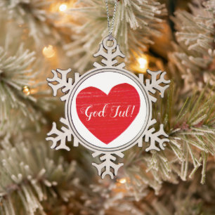 Ornement Flocon De Neige Suédois Noël Coeur rouge Personnalisé