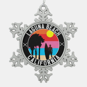 Ornement Flocon De Neige Surf surfant de la Californie de Laguna Beach