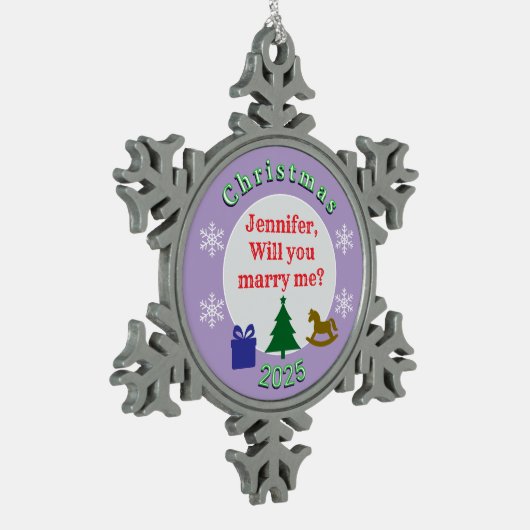 ORNEMENT FLOCON DE NEIGE SURPRISE CHRISTMAS MARRIAGE PROPOSAL ORNAMENT (Gauche)