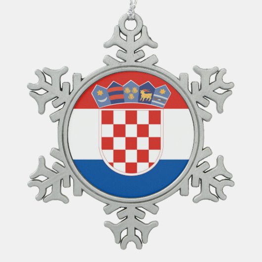 Ornement Flocon De Neige Symbole de drapeau de pays de la Croatie longtemps (Devant)