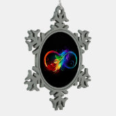 Ornement Flocon De Neige Symbole d'infini avec plume arc-en-ciel (Gauche)
