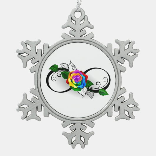 Ornement Flocon De Neige Symbole d'infini avec Rose arc-en-ciel (Devant)