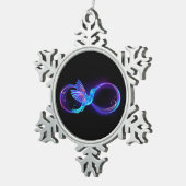 Ornement Flocon De Neige Symbole d'infini néon avec colibri brillant (Vue impression)