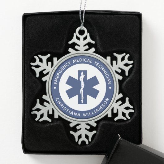 Ornement Flocon De Neige Symbole EMT personnalisé Technicien Médicale d'urg (Boîte)