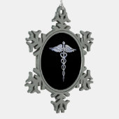 Ornement Flocon De Neige Symbole Médicale Chrome comme Caduceus (Gauche)