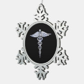 Ornement Flocon De Neige Symbole Médicale Chrome comme Caduceus (Vue impression)
