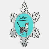 Ornement Flocon De Neige Tabby Cats 'One Cool Cat' Aqua Boys (Vue impression)
