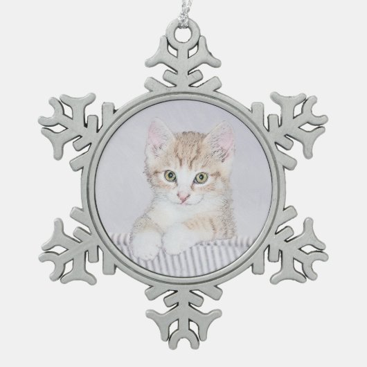 Ornement Flocon De Neige Tabby Orange Kitten Peinture - Art Chat original (Devant)