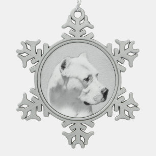Ornement Flocon De Neige Tableau Dogo Argentino - Art Chien original