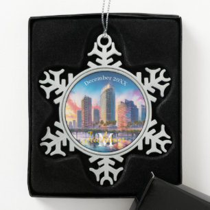 Ornement Flocon De Neige Tampa Skyline Snowflake Ornement de Noël d'hiver