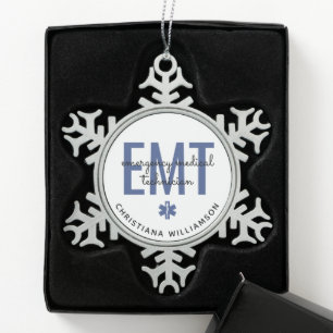 Ornement Flocon De Neige Technicien Médicale d'urgence EMT personnalisé