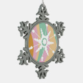 Ornement Flocon De Neige Tie Dye Liquide Retro Super Noël Beige Vert (Gauche)