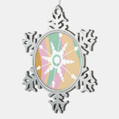 Ornement Flocon De Neige Tie Dye Liquide Retro Super Noël Beige Vert (Vue impression)