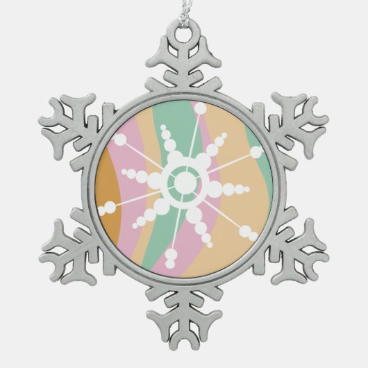 Ornement Flocon De Neige Tie Dye Liquide Retro Super Noël Beige Vert (Devant)