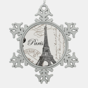 Ornement Flocon De Neige Tour Eiffel vintage moderne