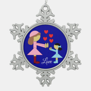 Ornement Flocon De Neige Tous les enfants ont besoin d'amour : bleu foncé