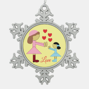 Ornement Flocon De Neige Tous les enfants ont besoin d'amour : Jaune clair