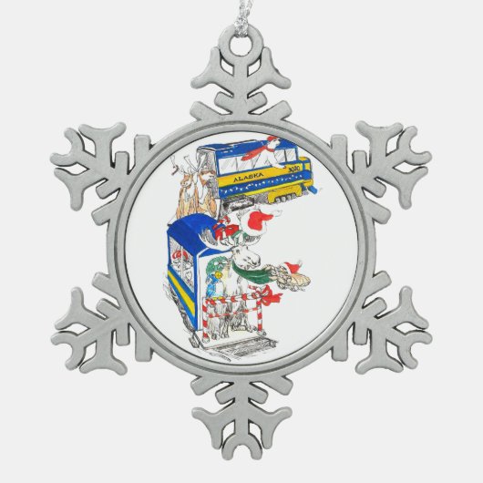 Ornement Flocon De Neige Train Whimsical Whimsical de l'Alaska mignon vers  (Devant)