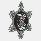 Ornement Flocon De Neige Trashing Through the Snow Funny Raccoon Christmas (Gauche)
