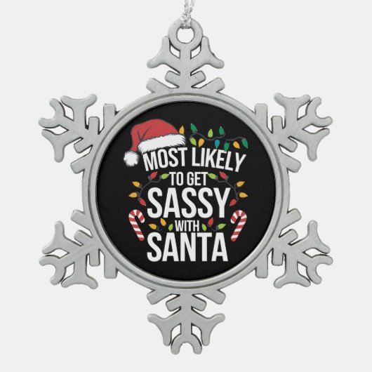 Ornement Flocon De Neige Très Probablement Sûr Avec Père Noël Noël Noël Noë (Devant)