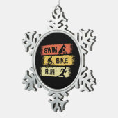 Ornement Flocon De Neige Triathlon - Course à vélo de natation (Vue impression)