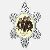 Ornement Flocon De Neige Trois singes sages (Vue impression)