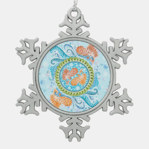 Ornement Flocon De Neige Tropical Koi Mandala Art Zen Océan Vibrant