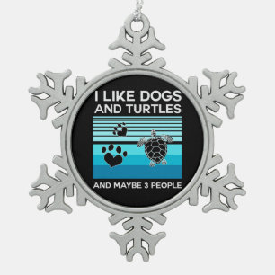 Ornement Flocon De Neige Turtle Lover J'Aime Les Chiens Et Les Tortues