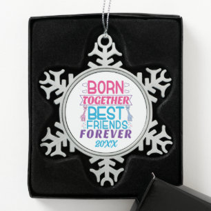 Ornement Flocon De Neige Twins Best Friends Forever - Garçon et fille
