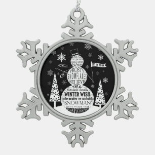 Ornement Flocon De Neige typographie de snowman vintage moderne