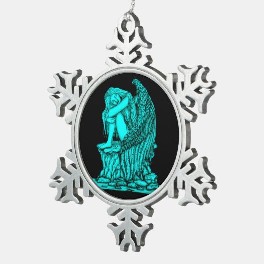 Ornement Flocon De Neige Un ange endormi sur la pierre (Vue impression)