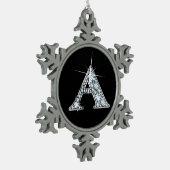 Ornement Flocon De Neige Un Monogramme Faux-"Diamond" (Gauche)
