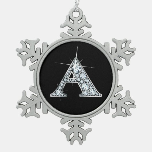 Ornement Flocon De Neige Un Monogramme Faux-"Diamond" (Devant)