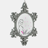 Ornement Flocon De Neige Une future mère enceinte avec les coeurs roses (Gauche)