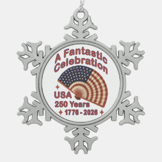 Ornement Flocon De Neige USA 250 Years Patriotic Fan Design – 1776-2026 